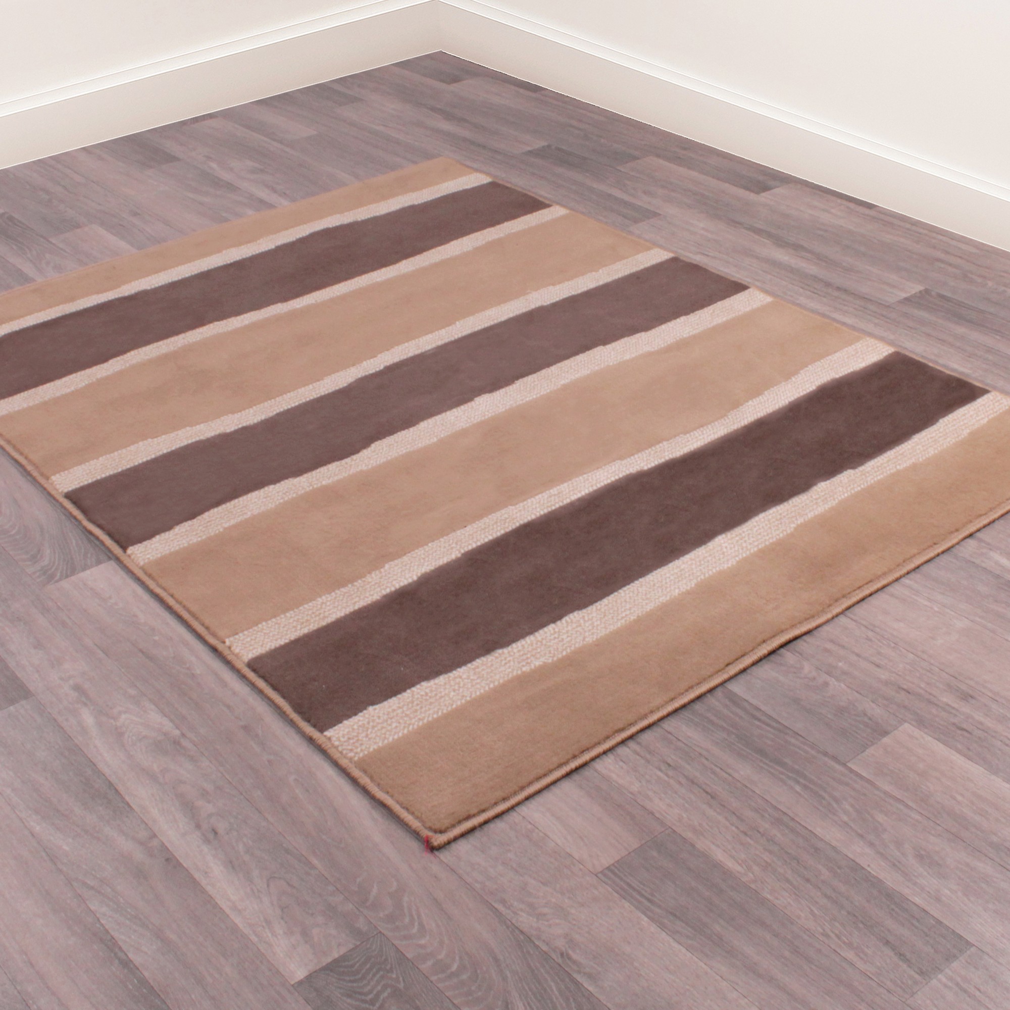 Nova Stripe Modern Rugs In Taupe Brown